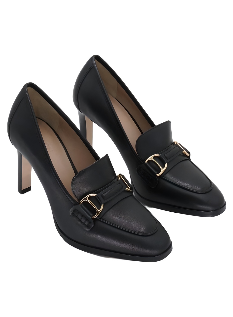 Lauren Ralph Lauren Tasha Black Leather 2.5" Block Heel Loafer Pumps Size 5.5B